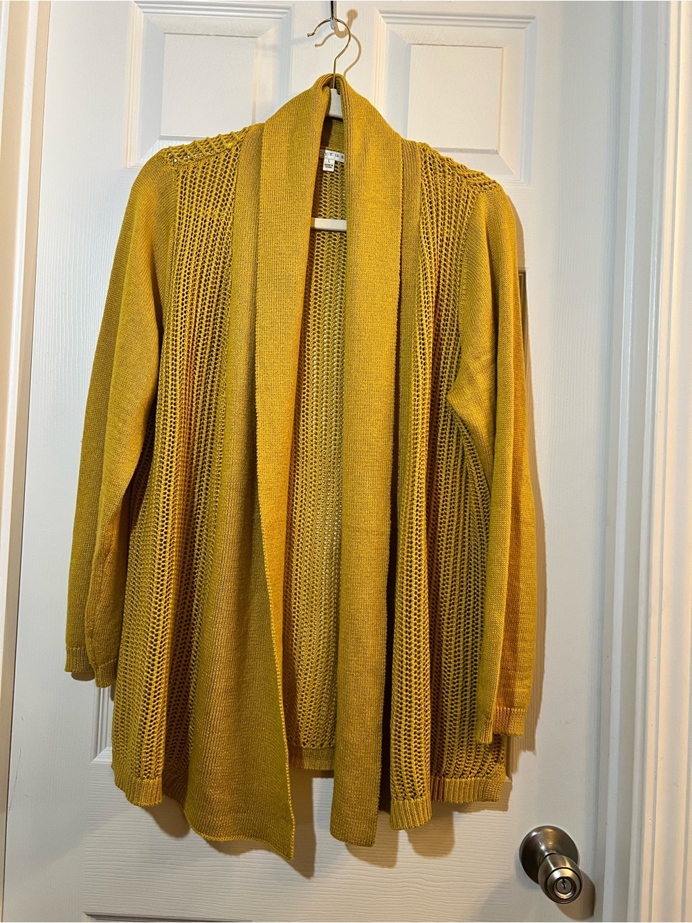 🦋 Cyrus Mustard Open-Front Knit Cardigan size large